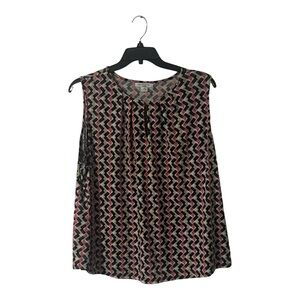 Liz Claiborne Multicolor Geometric Sleeveless Blouse, Size 2X